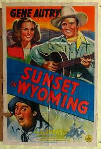 r854 SUNSET IN WYOMING one-sheet movie poster '41 Gene Autry with guitar!