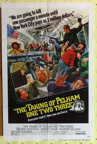 r864 TAKING OF PELHAM ONE TWO THREE one-sheet movie poster '74 Matthau, Shaw