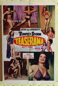 r868 TEASERAMA one-sheet movie poster '55 Betty Page, sexy Tempest Storm!