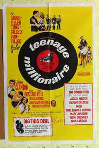 r869 TEENAGE MILLIONAIRE one-sheet movie poster '61 Jimmy Clanton, rock!