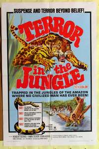 r872 TERROR IN THE JUNGLE one-sheet movie poster '68 cool leopard image!