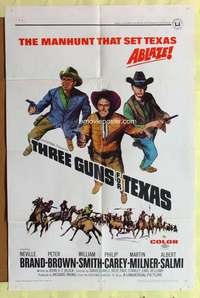 r876 THREE GUNS FOR TEXAS one-sheet movie poster '68 Neville Brand