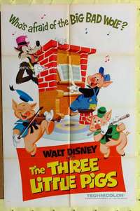 r877 THREE LITTLE PIGS one-sheet movie poster R68 Walt Disney animation!