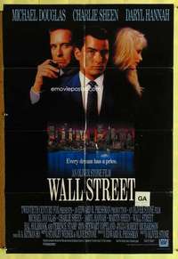 r906 WALL STREET one-sheet movie poster '87 Michael Douglas, Sheen, Hannah