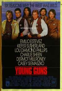 r929 YOUNG GUNS one-sheet movie poster '88 Emilio Estevez, Charlie Sheen