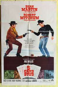 s009 5 CARD STUD one-sheet movie poster '68 Martin & Mitchum play poker!