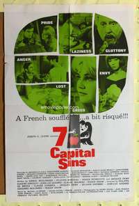 s012 7 CAPITAL SINS one-sheet movie poster '62 Jean-Pierre Cassel, French!