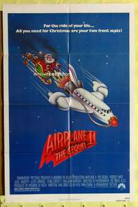s017 AIRPLANE 2 one-sheet movie poster '82 great wacky Santa sleigh image!