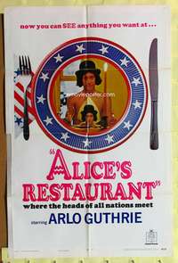 s022 ALICE'S RESTAURANT teaser one-sheet movie poster '69 Arlo Guthrie, Arthur Penn