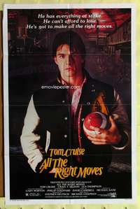 s025 ALL THE RIGHT MOVES one-sheet movie poster '83 Tom Cruise, football!