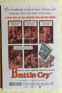 s044 BATTLE CRY one-sheet movie poster R60 Van Heflin, Tab Hunter, WWII