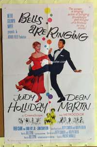 s048 BELLS ARE RINGING one-sheet movie poster '60 Judy Holliday, Martin