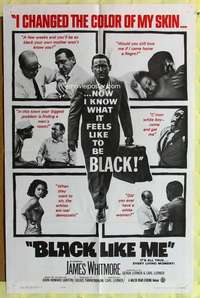 s078 BLACK LIKE ME one-sheet movie poster '64 Whitmore, passing for white!
