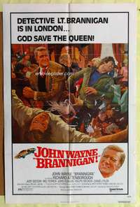 s107 BRANNIGAN one-sheet movie poster '75 fighting John Wayne in England!