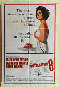 s125 BUTTERFIELD 8 one-sheet movie poster '60 callgirl Elizabeth Taylor!