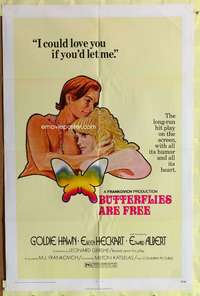 s126 BUTTERFLIES ARE FREE one-sheet movie poster '72 Goldie Hawn, Albert