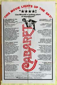 s129 CABARET reviews one-sheet movie poster '72 Liza Minnelli, Bob Fosse