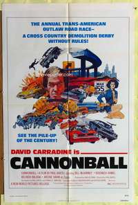 s142 CANNONBALL one-sheet movie poster '76 Carradine, trans-am car racing!