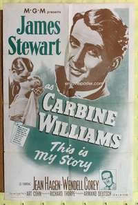 s150 CARBINE WILLIAMS one-sheet movie poster R65 James Stewart, Jean Hagen