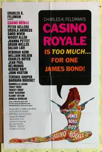 s164 CASINO ROYALE one-sheet movie poster '67 all-star James Bond spy spoof!