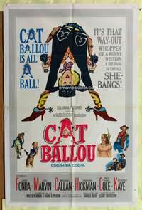 s168 CAT BALLOU one-sheet movie poster '65 classic Jane Fonda, Lee Marvin