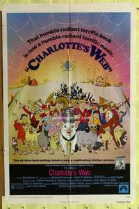 s187 CHARLOTTE'S WEB one-sheet movie poster '73 EB White cartoon classic!