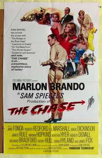 s190 CHASE one-sheet movie poster '66 Marlon Brando, Jane Fonda, Redford