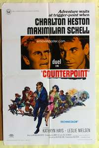 s218 COUNTERPOINT one-sheet movie poster '68 Charlton Heston, Max Schell