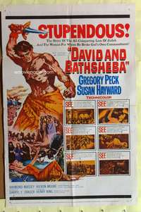 s231 DAVID & BATHSHEBA one-sheet movie poster R60 Gregory Peck, Hayward