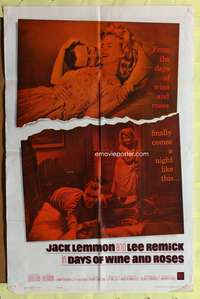 s236 DAYS OF WINE & ROSES one-sheet movie poster '63 Jack Lemmon, Remick