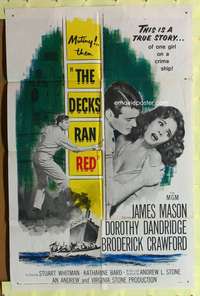 s251 DECKS RAN RED one-sheet movie poster '58 James Mason, Dorothy Dandridge