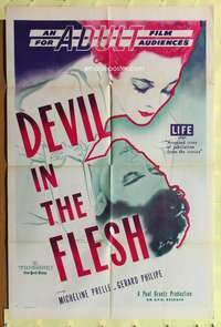 s266 DEVIL IN THE FLESH one-sheet movie poster '49 sexy Micheline Presle!
