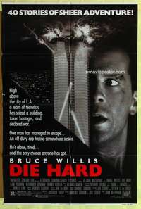 s274 DIE HARD one-sheet movie poster '88 Bruce Willis, Alan Rickman