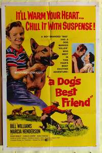s277 DOG'S BEST FRIEND one-sheet movie poster '59 boy & his dog adventure!