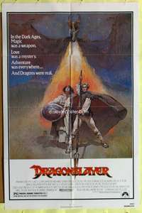 s284 DRAGONSLAYER one-sheet movie poster '81 Jeff Jones fantasy artwork!