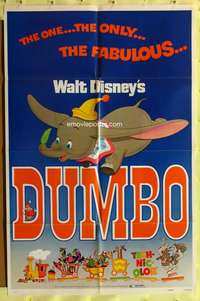 s291 DUMBO one-sheet movie poster R72 Walt Disney circus elephant classic!
