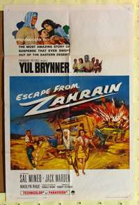 s299 ESCAPE FROM ZAHRAIN one-sheet movie poster '61 Yul Brynner, Mineo