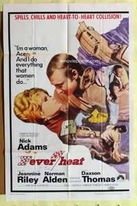 s312 FEVER HEAT one-sheet movie poster '68 Nick Adams, stock car racing!
