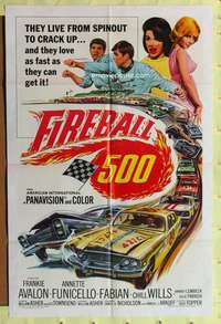s319 FIREBALL 500 one-sheet movie poster '66 car racing, Frankie Avalon