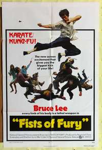 s325 FISTS OF FURY one-sheet movie poster '73 Bruce Lee, kung fu!