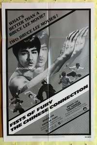 s326 FISTS OF FURY/CHINESE CONNECTION one-sheet movie poster '80 Bruce Lee