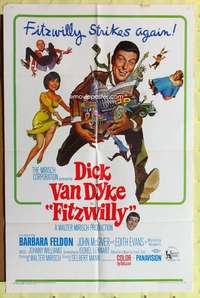 s327 FITZWILLY one-sheet movie poster '68 Dick Van Dyke, Barbara Feldon