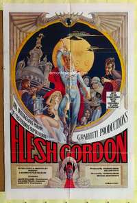s333 FLESH GORDON one-sheet movie poster '74 sexploitation sci-fi spoof!