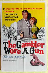 s353 GAMBLER WORE A GUN one-sheet movie poster '61 Jim Davis, Merry Anders