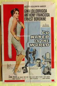 s359 GO NAKED IN THE WORLD one-sheet movie poster '61 sexy Lollobrigida!