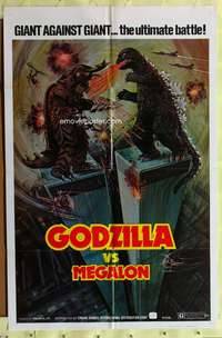 s363 GODZILLA VS MEGALON one-sheet movie poster '76 Toho, science fiction!