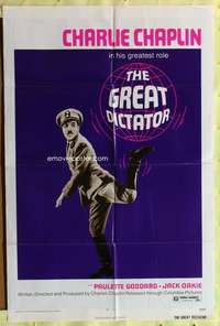 s370 GREAT DICTATOR one-sheet movie poster R72 Charlie Chaplin, WWII!