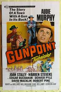 s377 GUNPOINT one-sheet movie poster '66 Audie Murphy western!