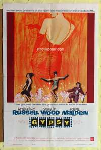 s380 GYPSY one-sheet movie poster '62 Rosalind Russell, Natalie Wood