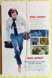 s382 HAIL HERO one-sheet movie poster '69 hippie Michael Douglas!